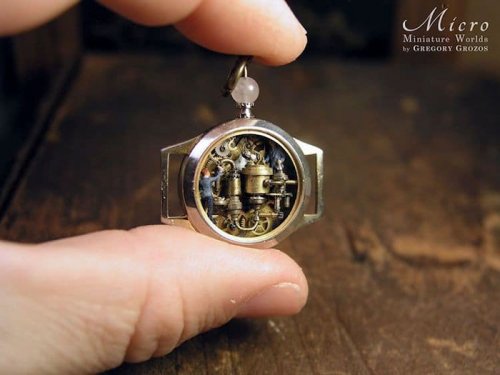 Живописец превращает старенькые часы в маленькие миры (27 фото) 129