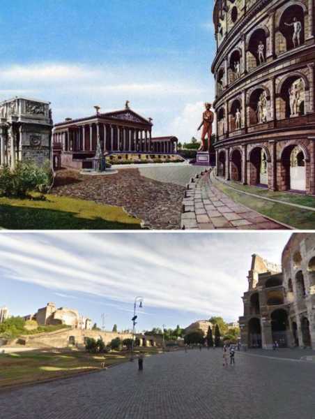 Знаменитые римские сооружения 2000 лет назад и сейчас (6 фото) 33