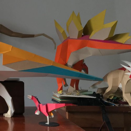 Трёхмерные бумажные скульптуры динозавров Себы Нараньо (10 фото) 49