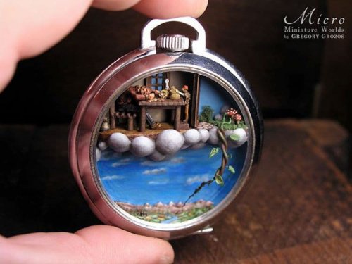 Живописец превращает старенькые часы в маленькие миры (27 фото) 161