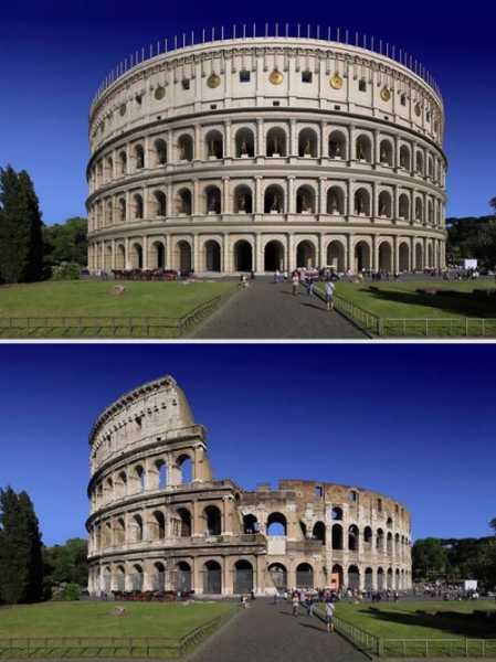 Знаменитые римские сооружения 2000 лет назад и сейчас (6 фото) 29
