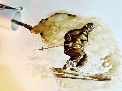 Турецкий живописец отрисовывают при помощи кисти и пролитого кофе (9 фото) 49