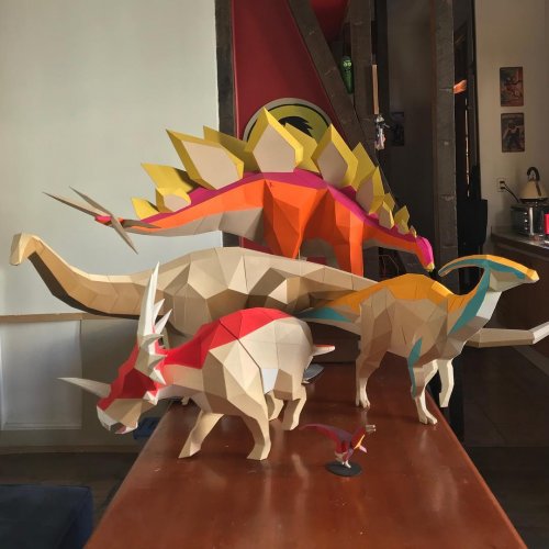 Трёхмерные бумажные скульптуры динозавров Себы Нараньо (10 фото) 1