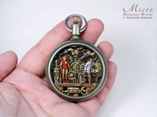 Живописец превращает старенькые часы в маленькие миры (27 фото) 147