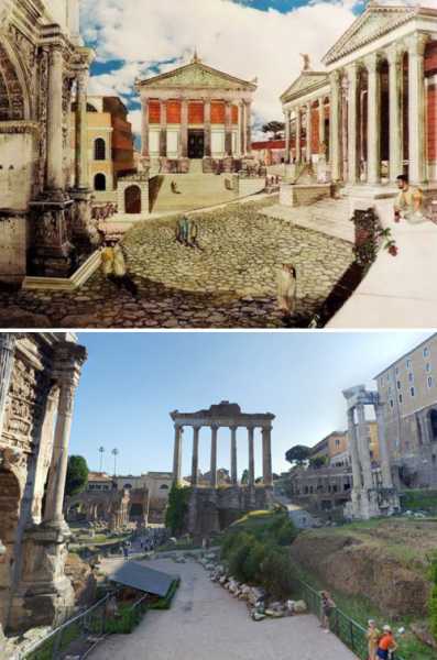 Знаменитые римские сооружения 2000 лет назад и сейчас (6 фото) 37